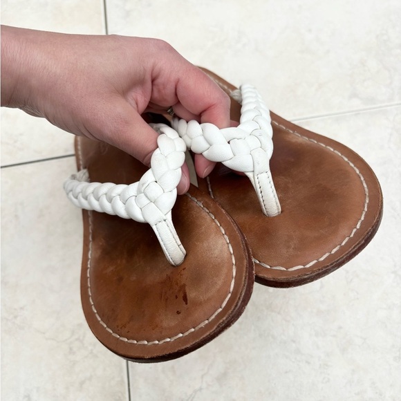 Bernardo Theo thong salads braided brown and white size 7.5 leather - Picture 5 of 8